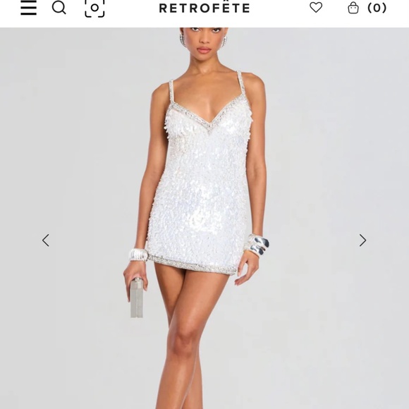 Retrofete Silver-White Sequin Mini Dress - Picture 1 of 3